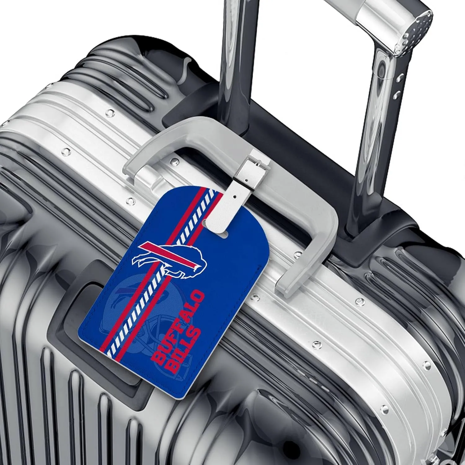 2 Pack Leather Football Sport Fan Luggage Tag for SuitcaseRed Blue Design Travel Suitcase Tag with Privacy Flap Address Labels