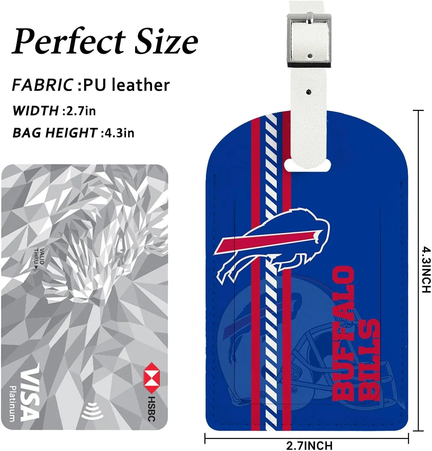 2 Pack Leather Football Sport Fan Luggage Tag for SuitcaseRed Blue Design Travel Suitcase Tag with Privacy Flap Address Labels