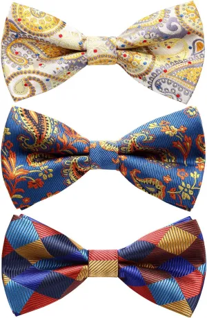 3/6 Pack Bow Tie Paisley Plaid Dot Pre-Tie Bow Tie Classic Formal Bow Ties for Men Adjustable Bowtie Tuxedo Wedding