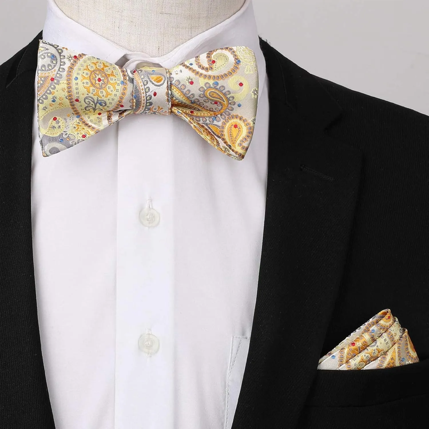 3/6 Pack Bow Tie Paisley Plaid Dot Pre-Tie Bow Tie Classic Formal Bow Ties for Men Adjustable Bowtie Tuxedo Wedding