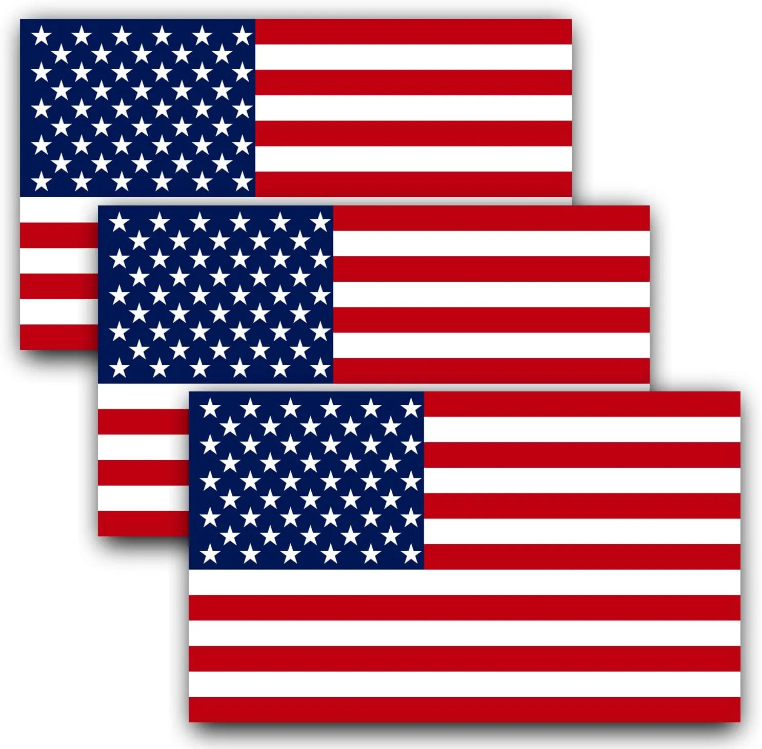 Anley 5 X 3 inch American US Flag Decal - Patriotic Stars Reflective Stripe USA Flag Car Stickers - Support US Military (3 Pack)