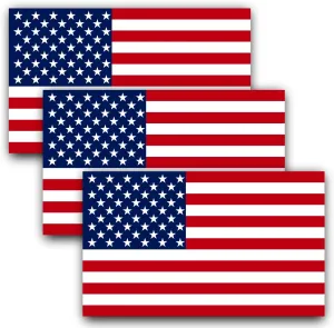 Anley 5 X 3 inch American US Flag Decal - Patriotic Stars Reflective Stripe USA Flag Car Stickers - Support US Military (3 Pack)