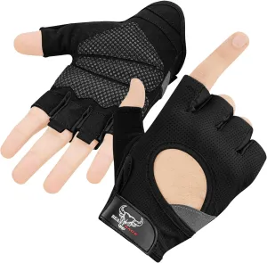BEAST RAGE Fingerless Weight Lifting Gloves with Palm Protection Padding, Breathable Lightweight Gym Gloves for Men, Women, Weightlifting, Cycling, Exercise, Training Pull Up