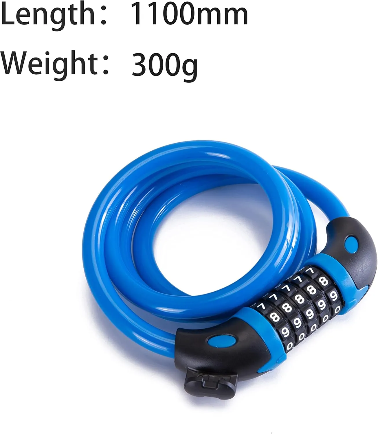 Bike Lock Bicycle Lock Chain 5-Digit Combination Lock Core Steel Wire Bike Lock Security&Portable Bicycle Locks,1.1m x 1/2 inch (Light Blue)