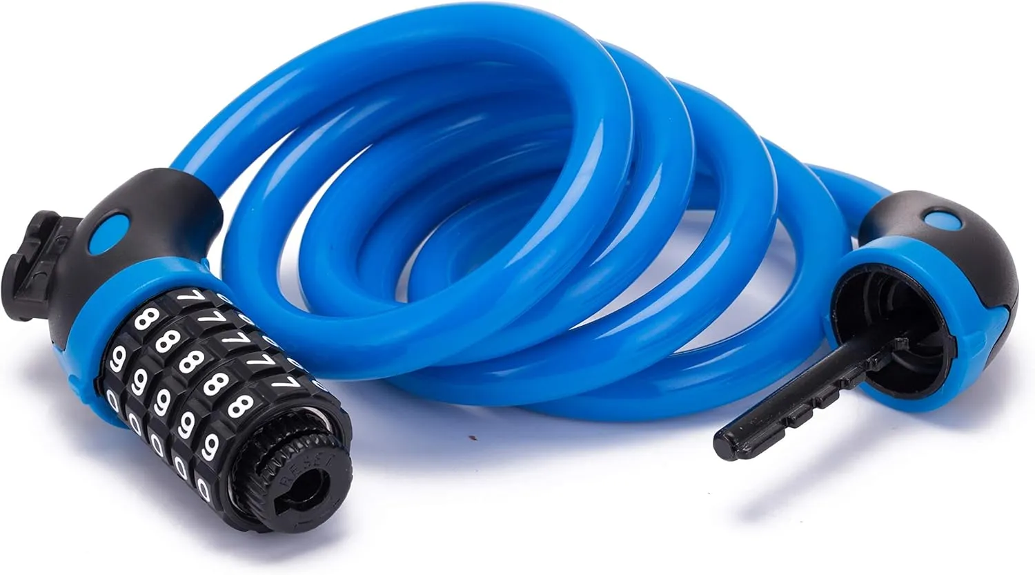 Bike Lock Bicycle Lock Chain 5-Digit Combination Lock Core Steel Wire Bike Lock Security&Portable Bicycle Locks,1.1m x 1/2 inch (Light Blue)