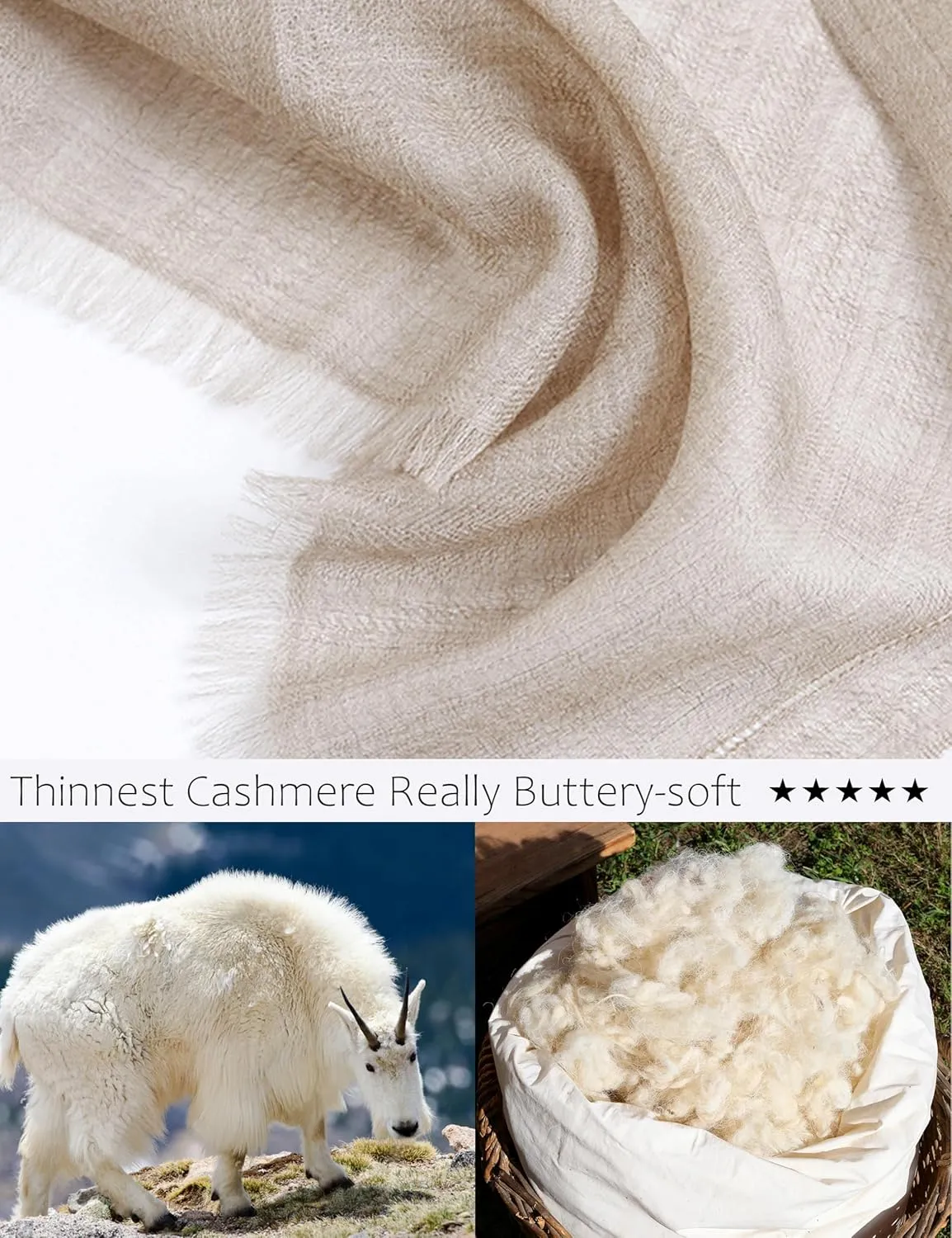 Buttery-soft Cashmere Wrap Lightweight Scarf Shawl Travel Stole for Wayfarer Extra Large 75"x35"