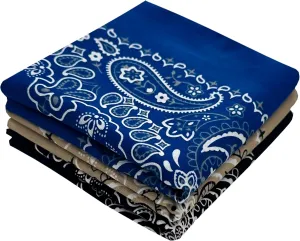 Classic Paisley Bandanas - 3 Pack Gift Set, 100% Cotton, 22x22 Inches