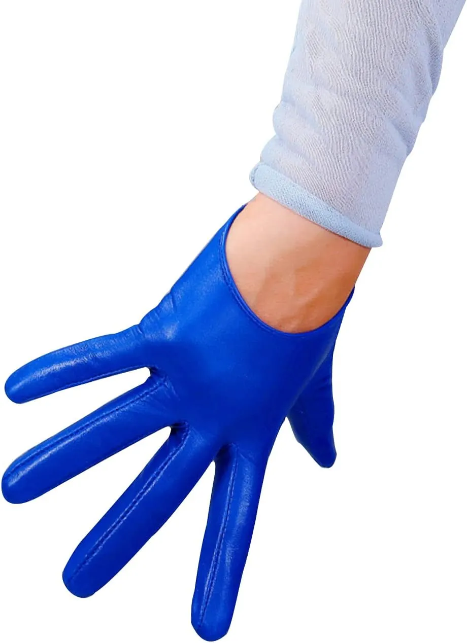 DooWay Women Short Real Leather Dress Gloves TOUCHSSCREEN Half Palm 5" Genuine Import Lambskin Gothic Driving Party Gloves