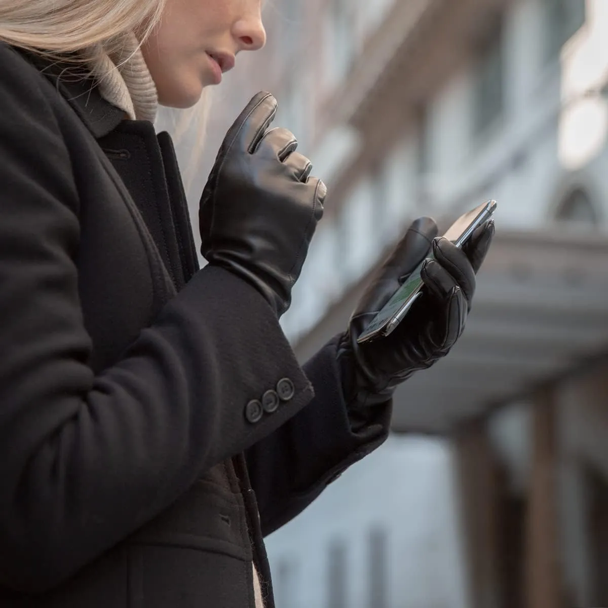 Downholme Touchscreen Leather Cashmere Lined Gloves for Women