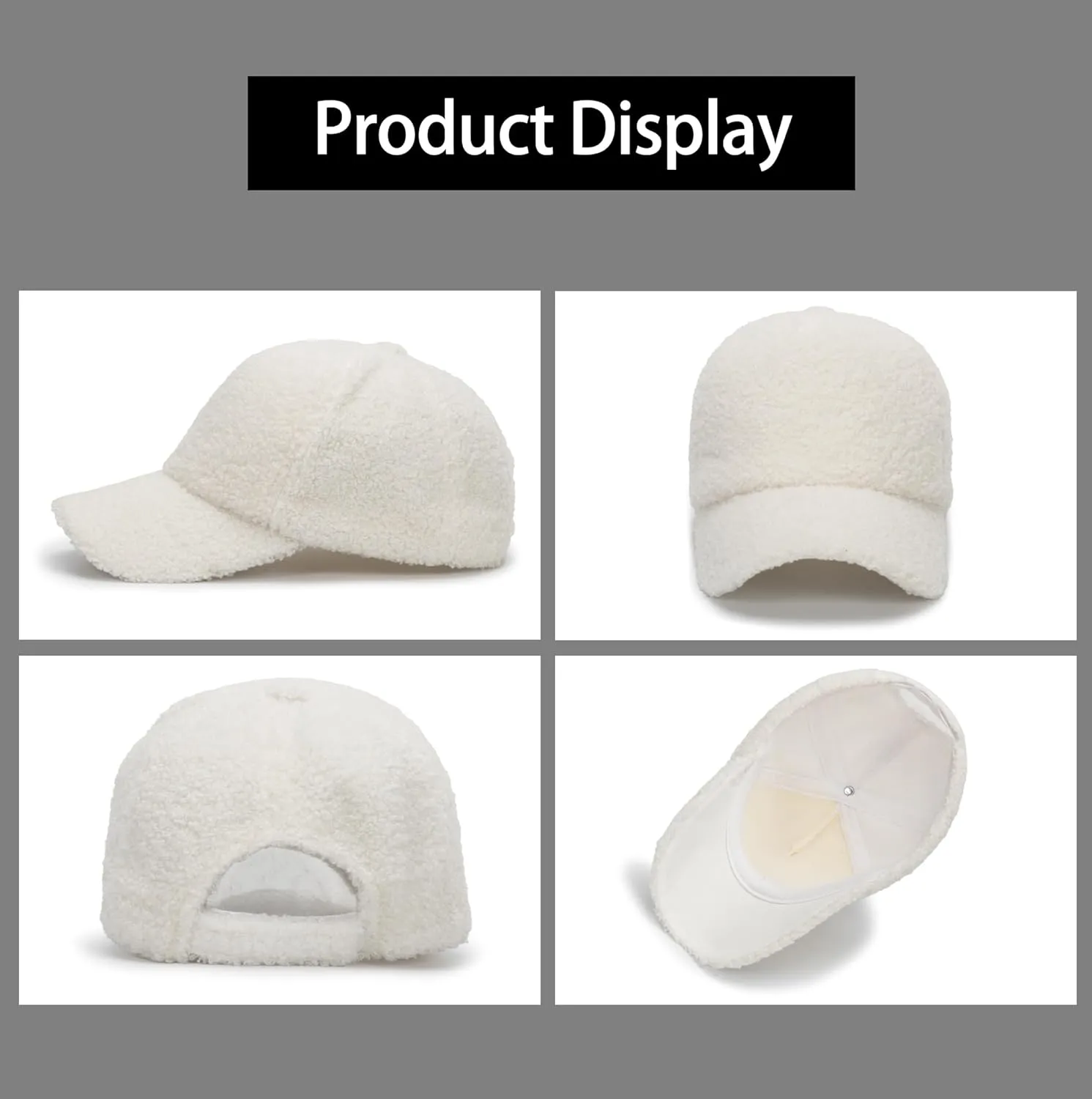 Faux-Sherpa-Baseball-Hat for Women & Men Winter Warm Faux Shearling Baseball Cap Teddy-Fleece Hip-Hop Cap