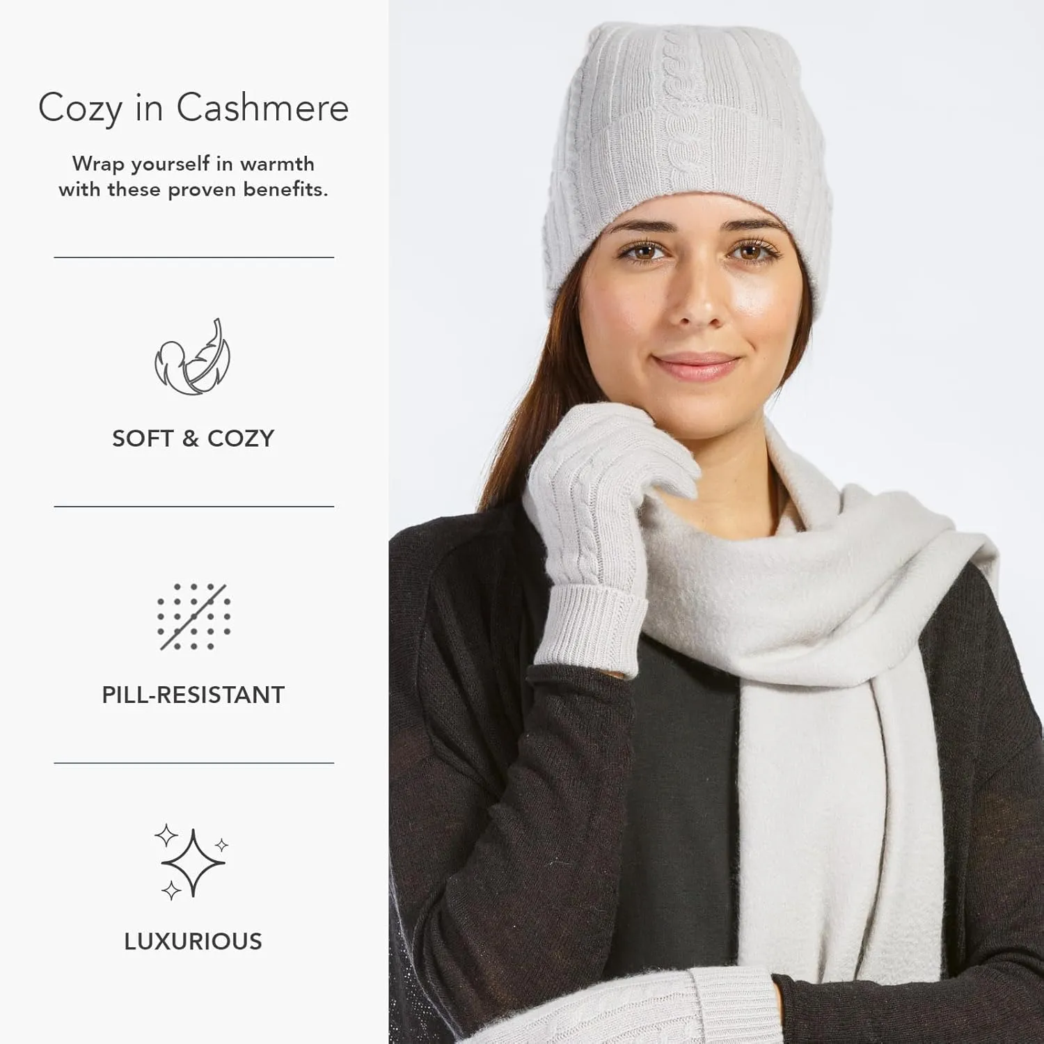 Fishers Finery Women's 100% Cashmere 3pc Hat Glove and Scarf Set; with Exquisite Box