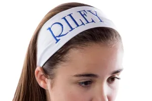 Funny Girl Designs Personalized CUSTOM Cotton Stretch Headband Embroidered With YOUR TEXT- 2.5 Inch (Purple Headband)