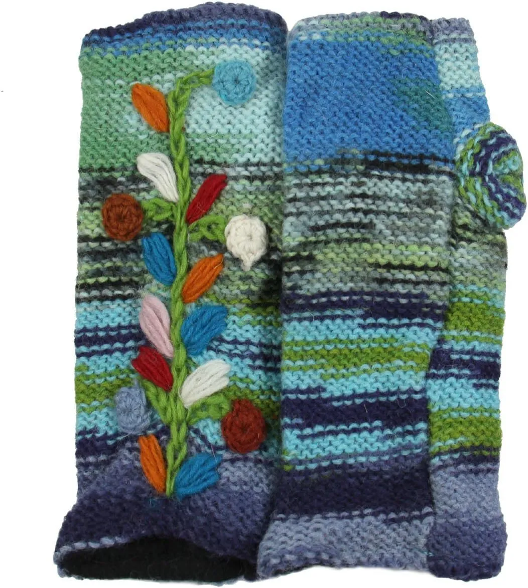 Hand Knit 100% Wool Fleece Lined Hand Warmer/Glove