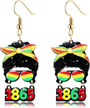 Juneteenth Earrings for Women African Earrings 1865 Black History Drop Dangle Earrings Statement Freedom Day Earrings African Jewelry Accessories Independence Day Outfits Party Gifts