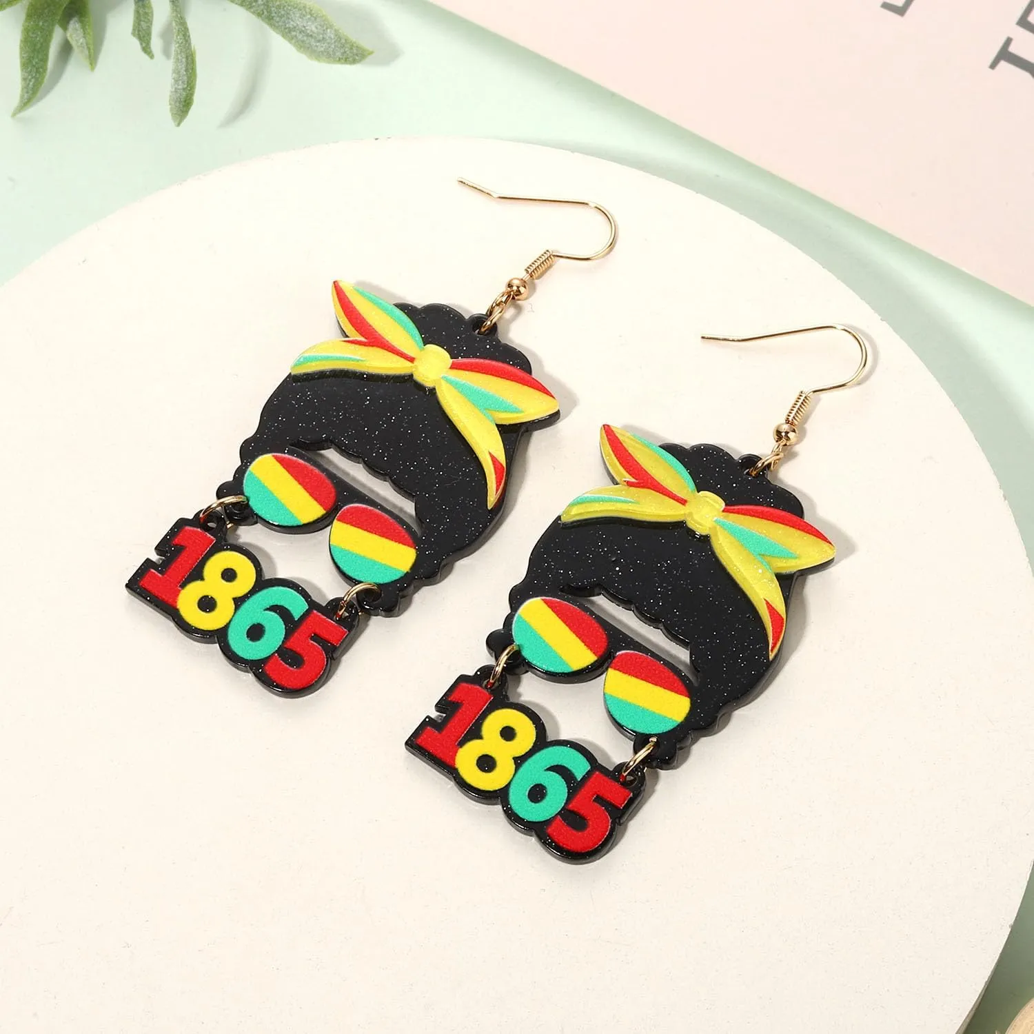 Juneteenth Earrings for Women African Earrings 1865 Black History Drop Dangle Earrings Statement Freedom Day Earrings African Jewelry Accessories Independence Day Outfits Party Gifts