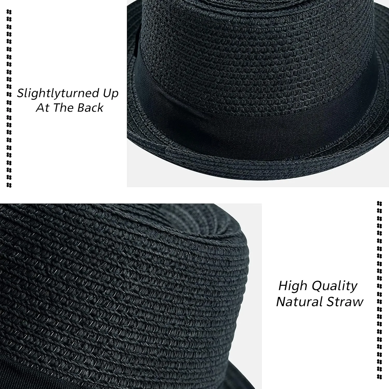 Kids Girls Boys Straw Fedora Hat Summer Short Brim Panama Cap Beach Sun Hats (Fit 4-8T)