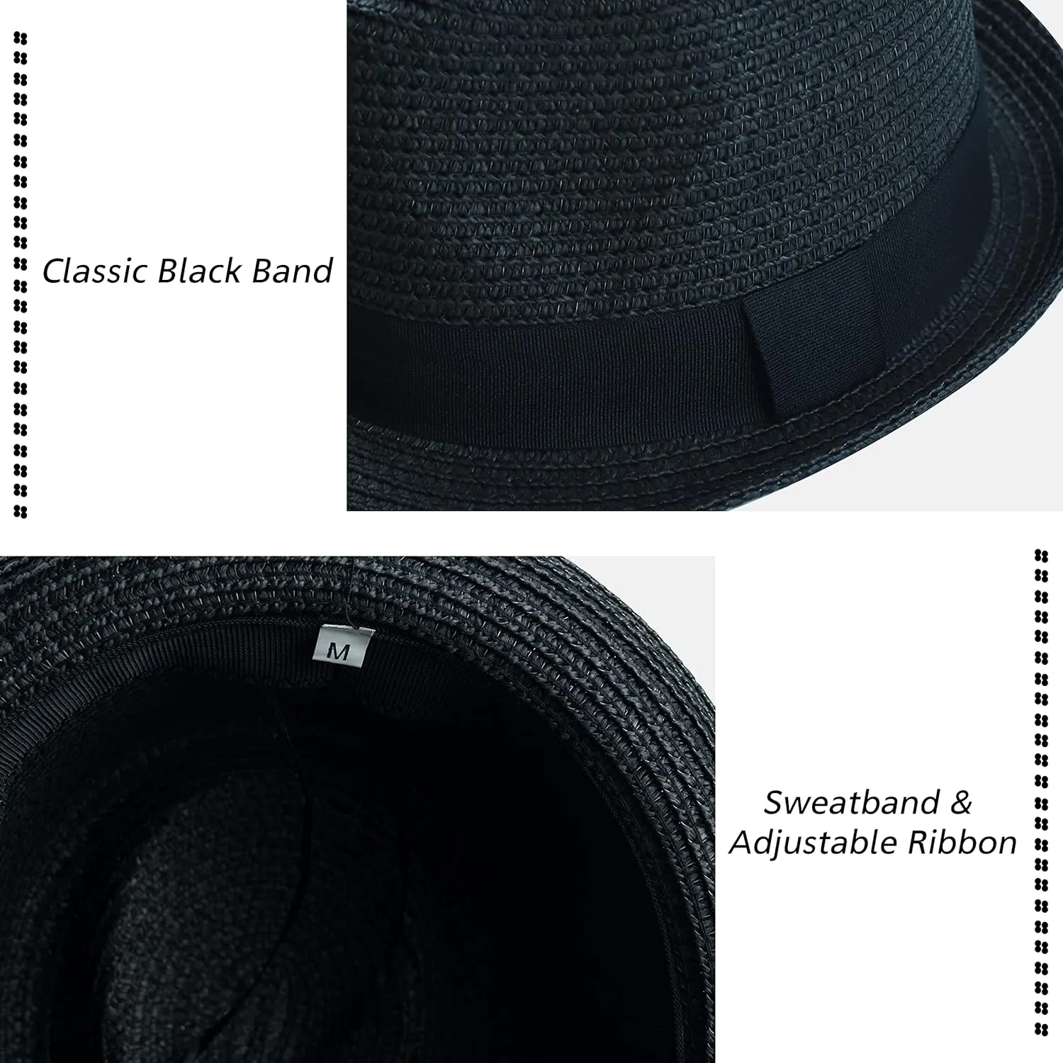 Kids Girls Boys Straw Fedora Hat Summer Short Brim Panama Cap Beach Sun Hats (Fit 4-8T)