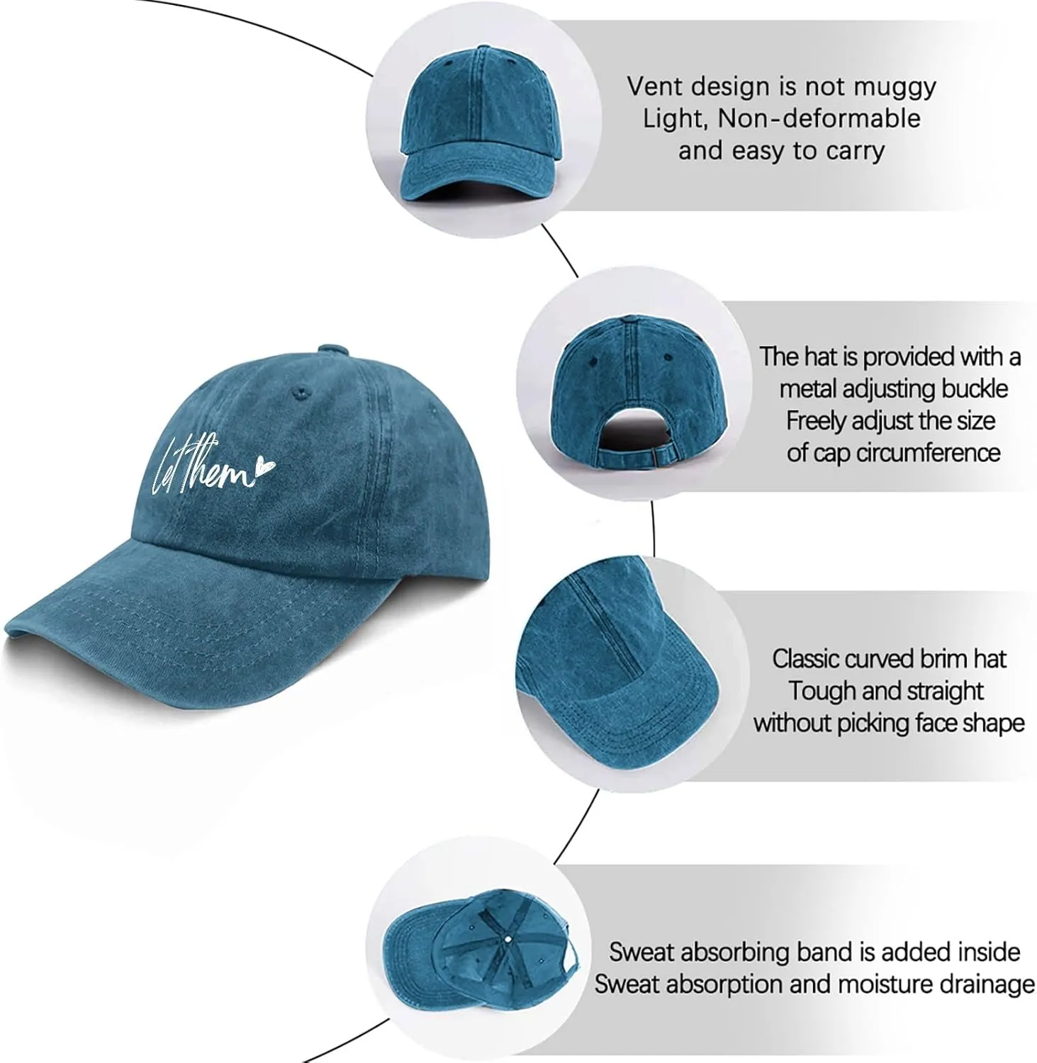 Let Them Funny Hat for Men Classic Washed Distressed Baseball Caps