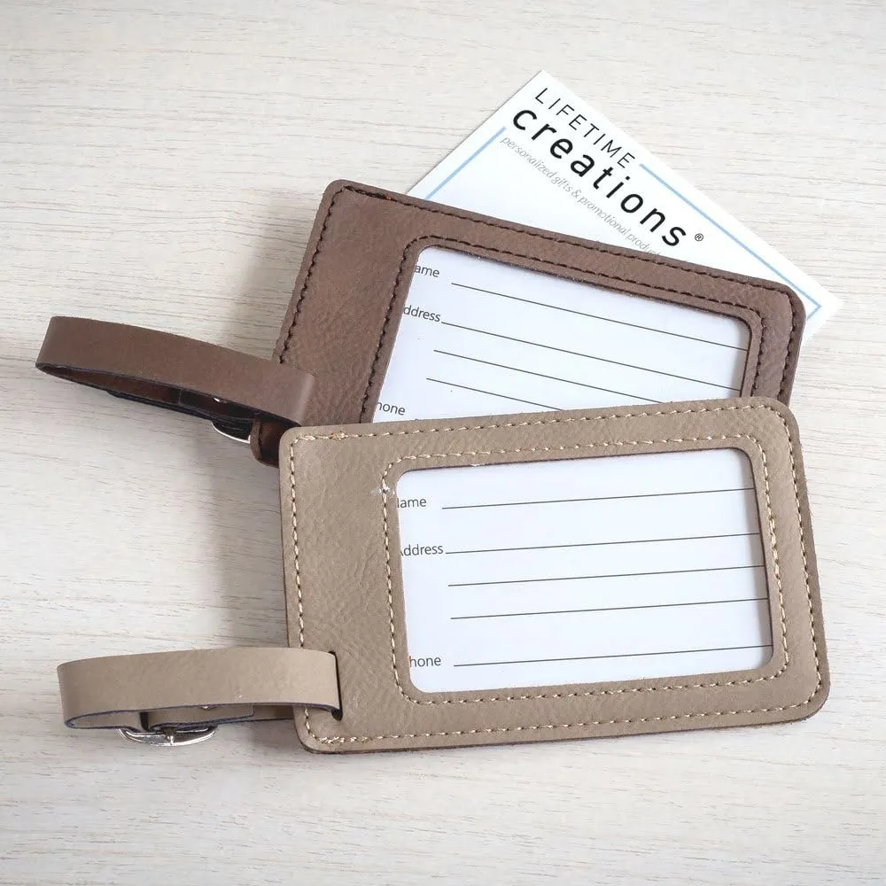 Lifetime Creations Pair (2) Personalized Anniversary Luggage Tags - Personalized Vegan Leather Luggage Tag with Names, Traveling Together Gift (Black & Gray)