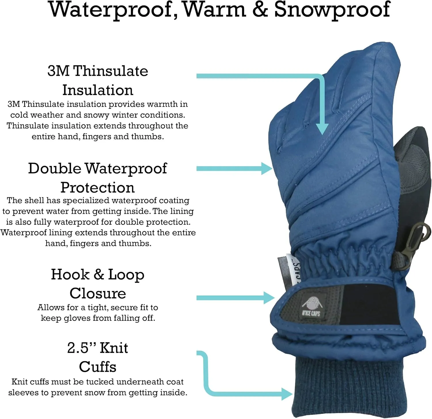 N'Ice Caps Kids Waterproof Winter Thinsulate Warm Gloves
