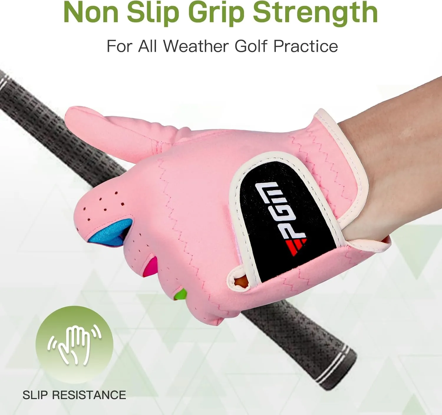 PGM Kids Youth Junior Toddler Boys Girls Golf Gloves Microfiber Synthetic Gloves for Left Hand Right Hand Golf Gloves Extra Value 1 Pair White Pink Age 3-12