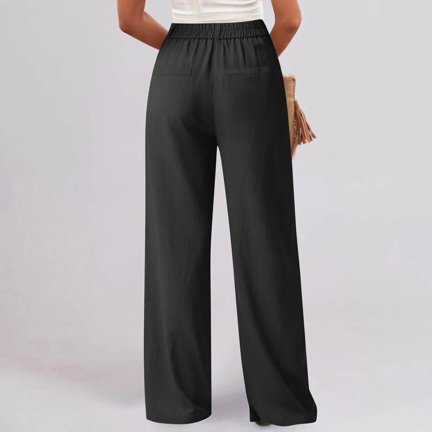 Sinzelimin Womens Suit Pants Fashion Solid Color Button Zip Closure Stretch Comfy Dressy Casual Trouser Office Work Sweatpant