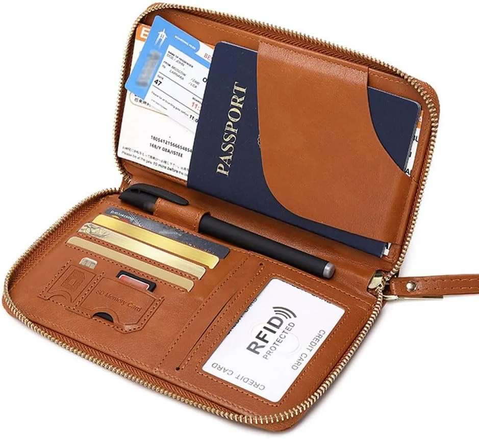 Summer Simple Plain Passport Cases Back To School, Charm Infinite Travel Wallet, Multi-functional Zipper Travel Card Holder, RFID Blocking Card Holder (Blue)