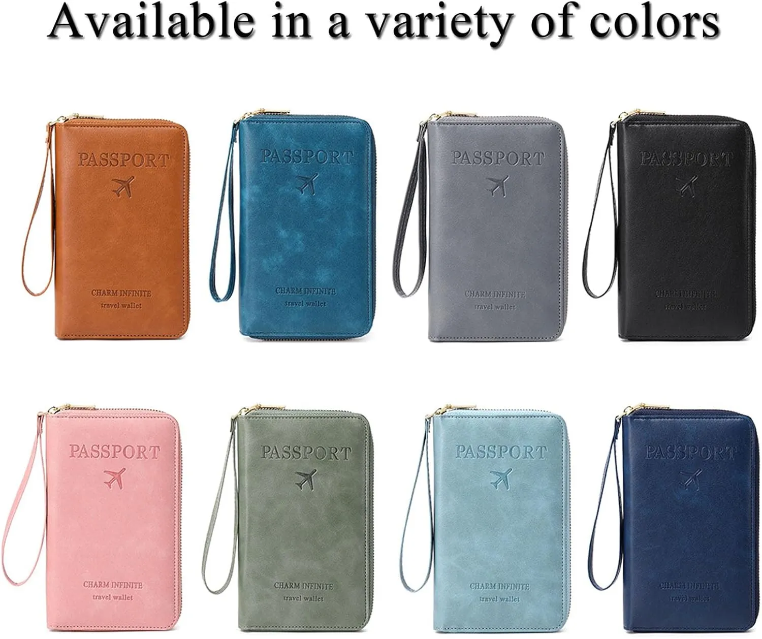 Summer Simple Plain Passport Cases Back To School, Charm Infinite Travel Wallet, Multi-functional Zipper Travel Card Holder, RFID Blocking Card Holder (Blue)