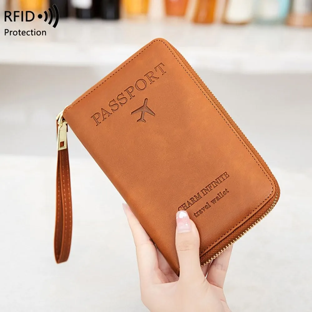 Summer Simple Plain Passport Cases Back To School, Charm Infinite Travel Wallet, Multi-functional Zipper Travel Card Holder, RFID Blocking Card Holder (Blue)