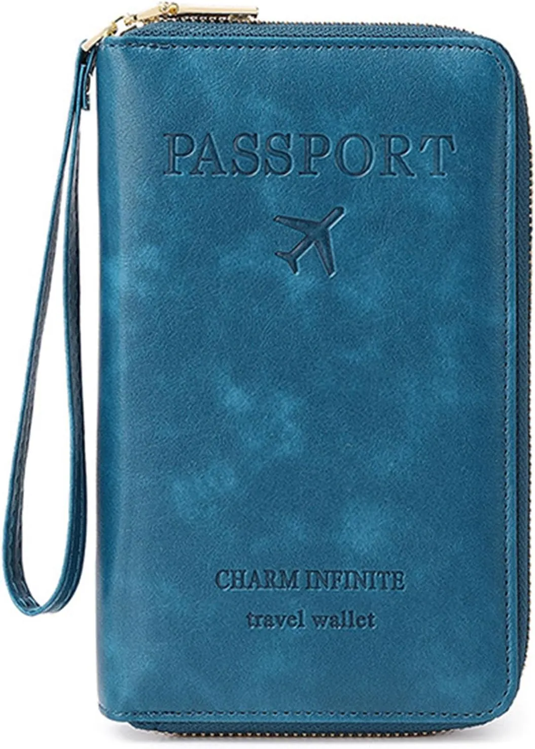Summer Simple Plain Passport Cases Back To School, Charm Infinite Travel Wallet, Multi-functional Zipper Travel Card Holder, RFID Blocking Card Holder (Blue)