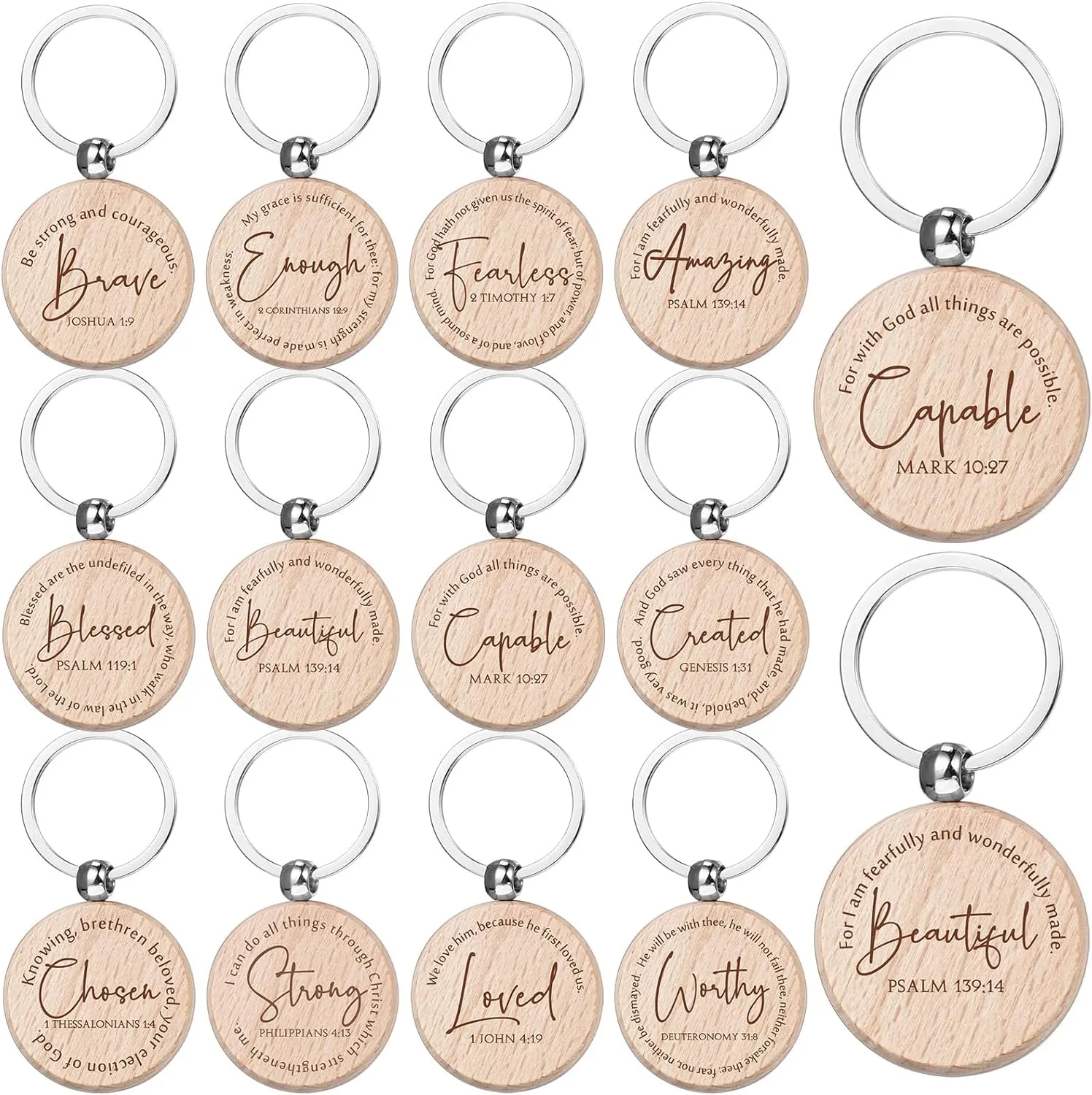 Sureio 48 Pcs Father's Day Christian Gifts Bulk Bible Verse Keychains Religious Baptism Party Favors for Father Dad