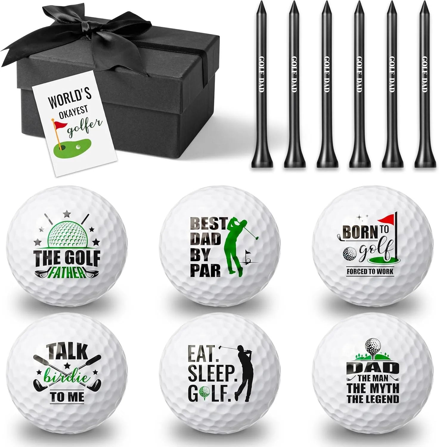 WATINC Funny Golf Ball Gift Set - 14PCS Golf Lover Appreciation Gifts for Men, Dad Grandpa Novelty Golfer Accessories with Golf Balls and Tees, Present Ideas for Birthday Retirement Thanksgiving