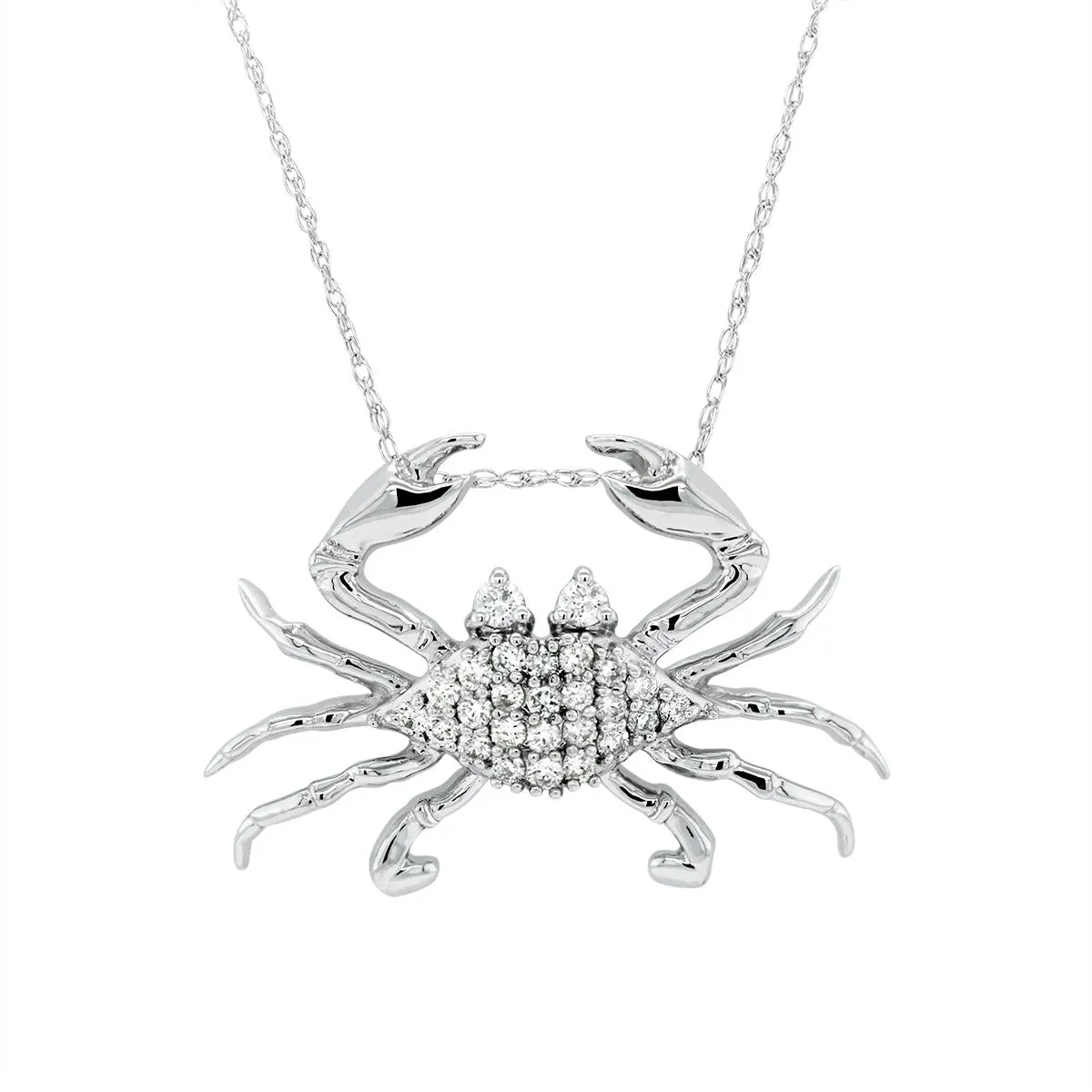 WHITE GOLD CRAB PENDANT WITH DIAMONDS, .15 CT TW
