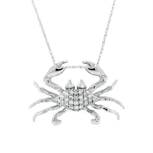 WHITE GOLD CRAB PENDANT WITH DIAMONDS, .15 CT TW