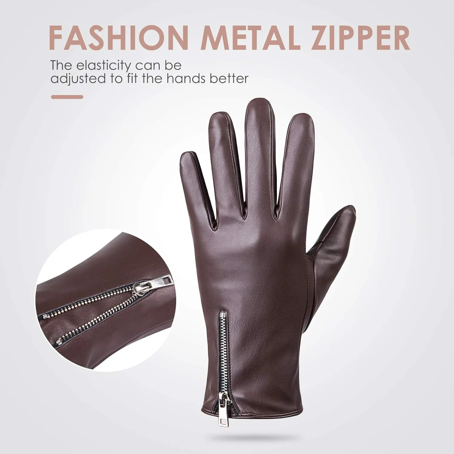Winter Leather Gloves for Women, Touchscreen Texting Warm Driving Gloves