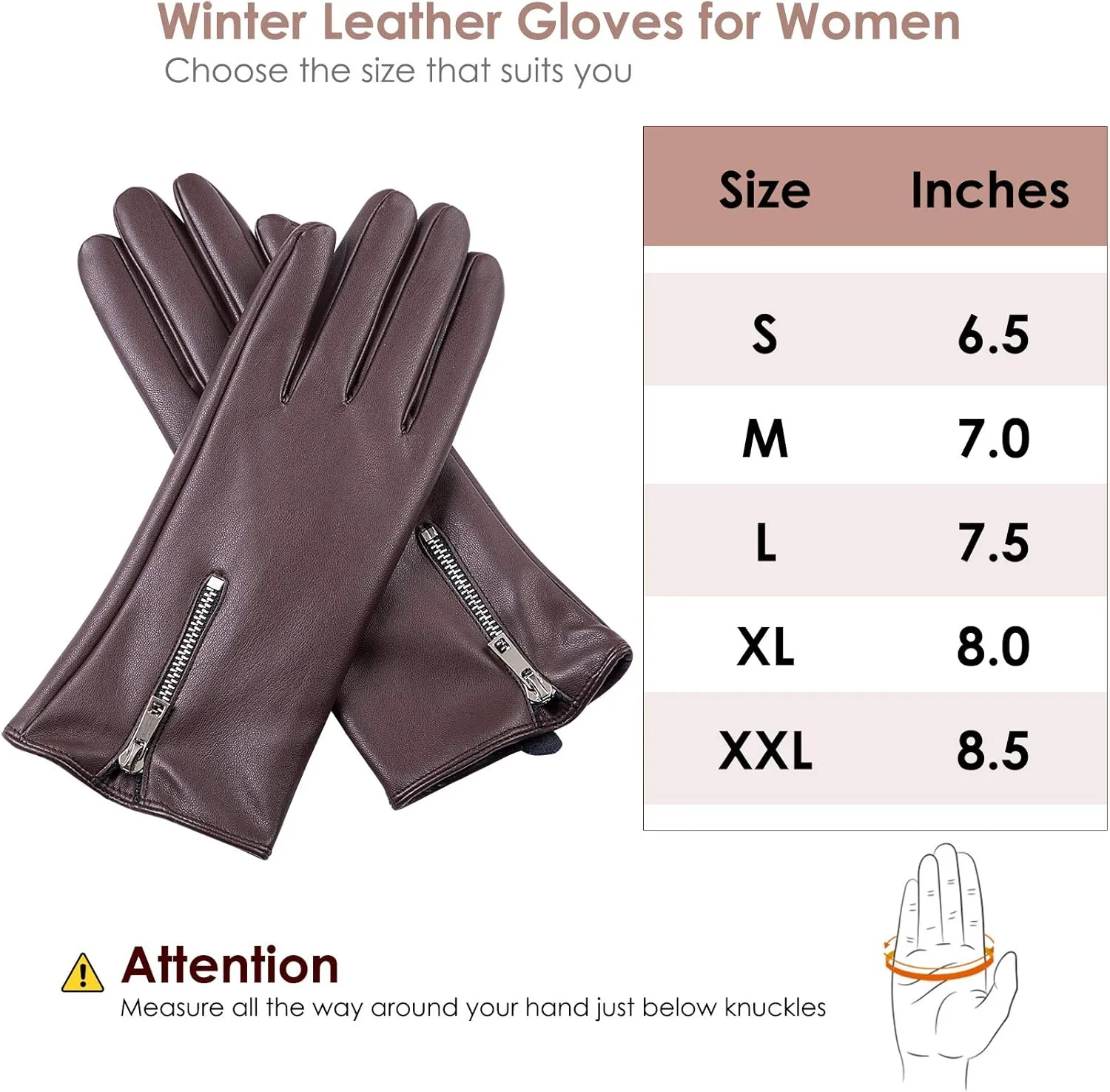 Winter Leather Gloves for Women, Touchscreen Texting Warm Driving Gloves