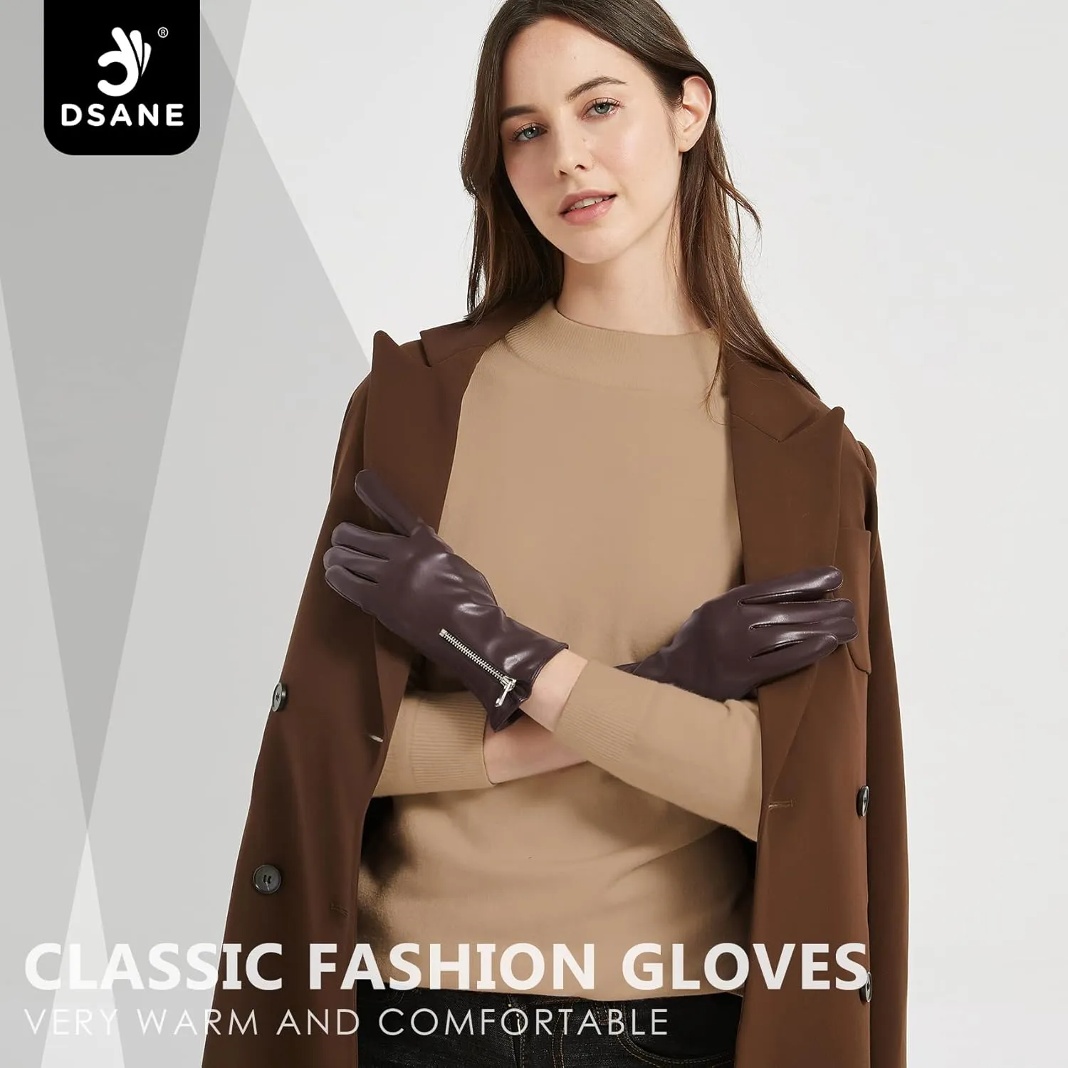 Winter Leather Gloves for Women, Touchscreen Texting Warm Driving Gloves