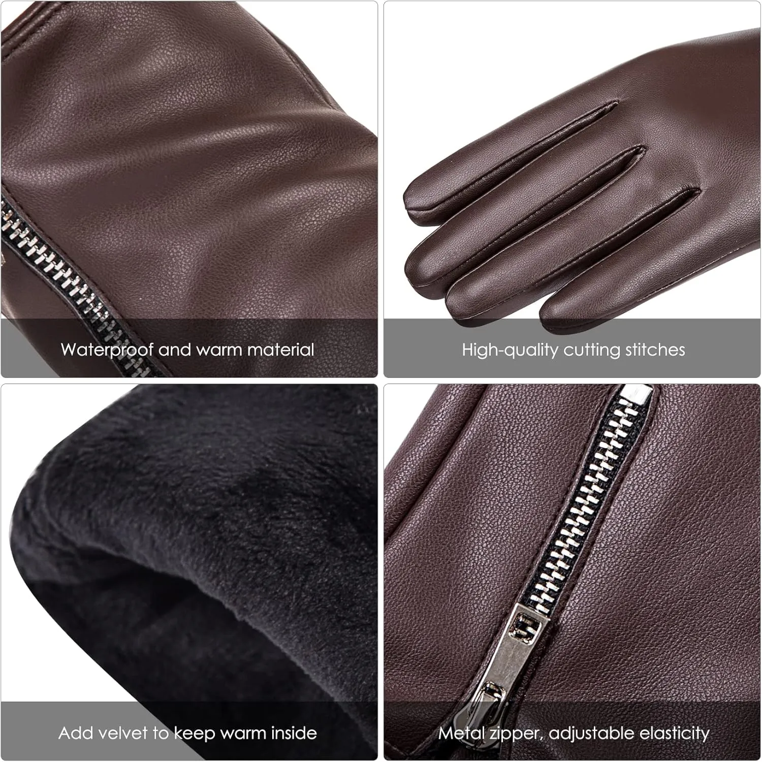 Winter Leather Gloves for Women, Touchscreen Texting Warm Driving Gloves