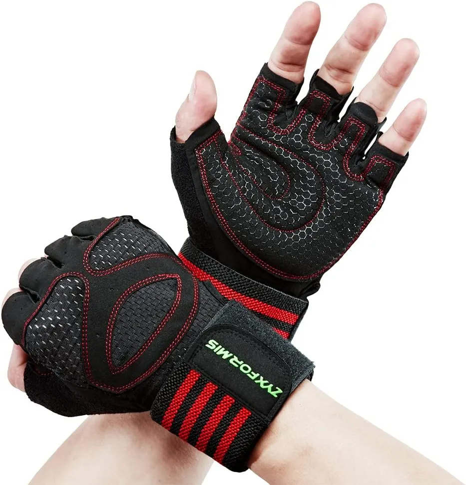 Workout Gloves for Men and Women, Breathable Weight Lifting Gloves with Wrist Wrap Support, Lightweight Gym Gloves with Excellent Grip, Full Palm Protection for Weightlifting Fitness Training Climbing