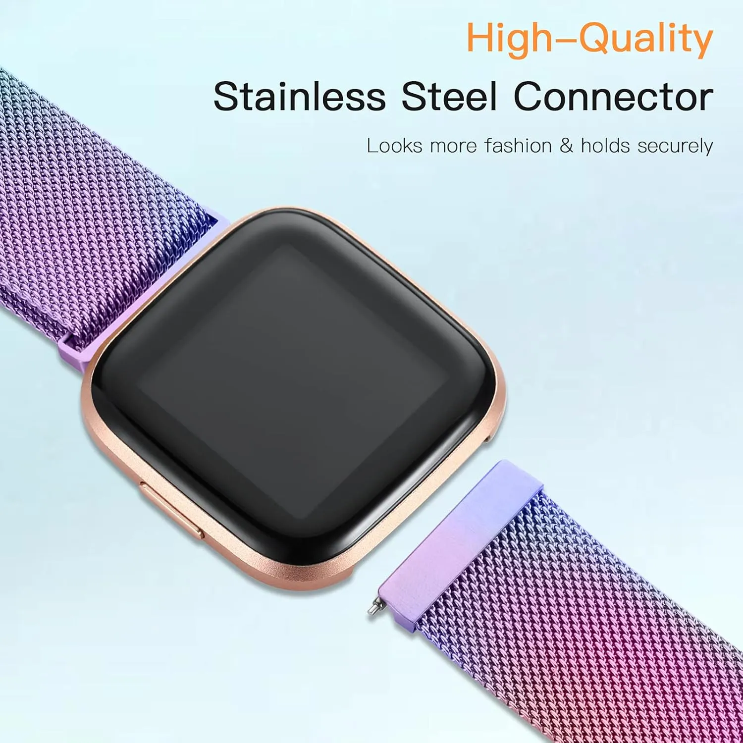 ZWGKKYGYH Compatible with Fitbit Versa/Versa Lite SE/Versa 2 Bands for Women Men, Stainless Steel Mesh Metal Band with Magnetic Lock Replacement for Fitbit Versa Smart Watch, Colorful Large